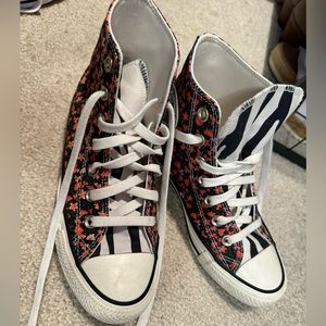 Floral/ zebra converse